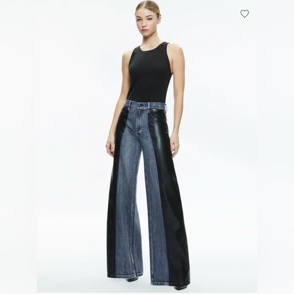 Alice + Olivia Denim - Alice & Olivia Trish Vegan leather / denim jeans